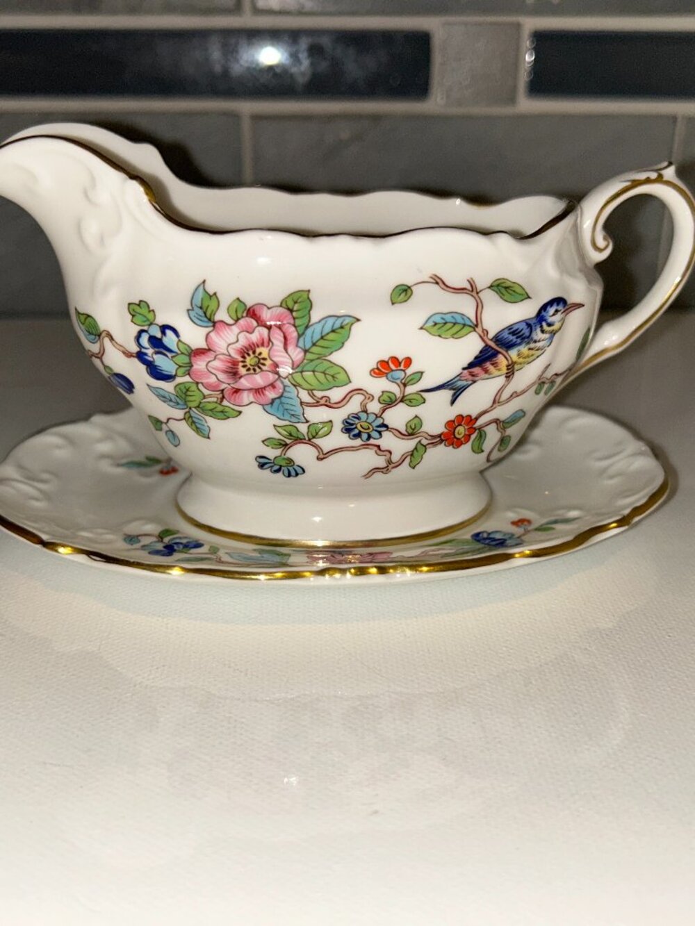 Aynsley Pembroke Creamer & Underplate, reproduction, English Fine Bone China